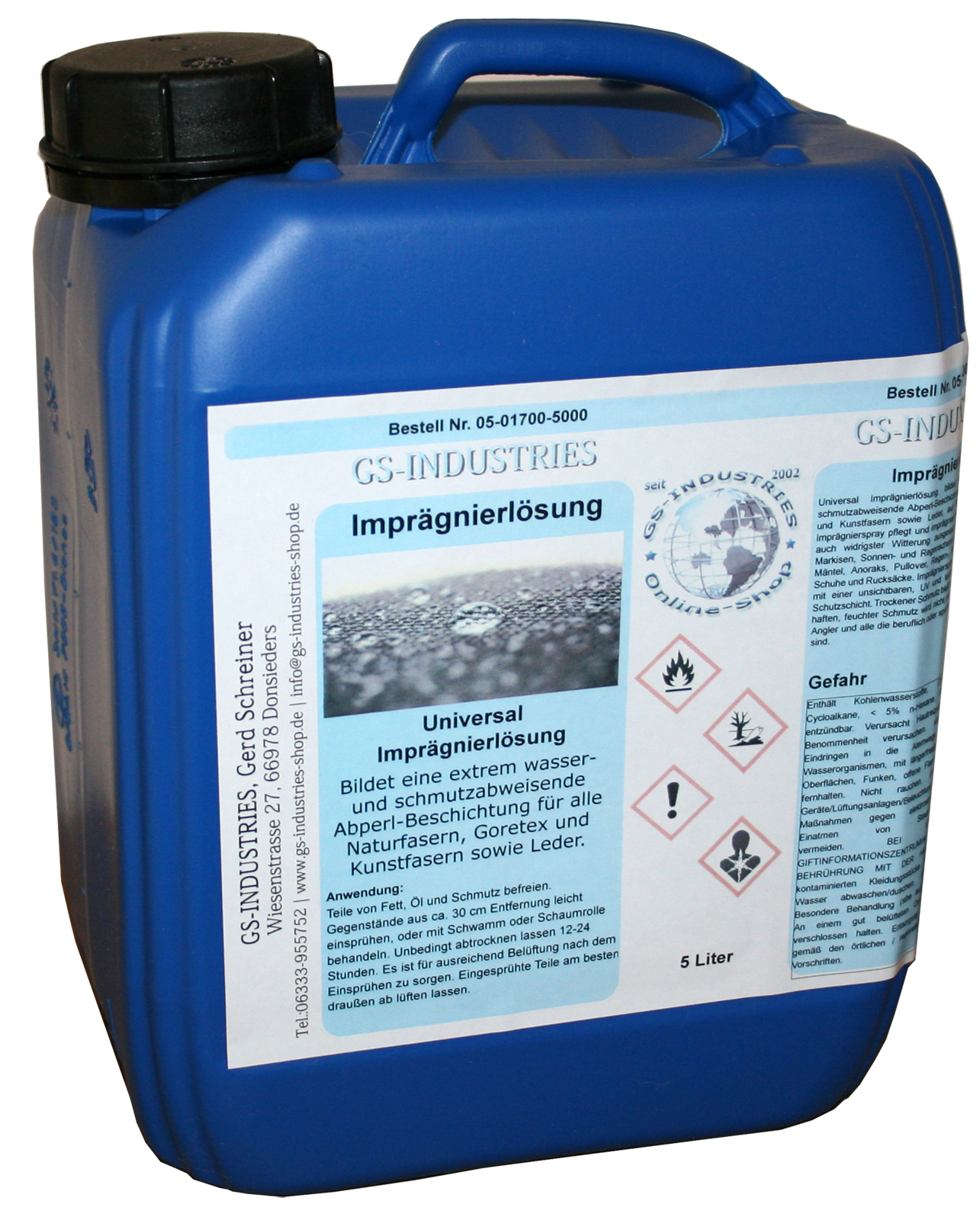 Universal Imprägnierlösung für Textilien, Zelte, Cabrio, Persinnge günstig kaufen bei gs-industries-shop.de Universal Imprägnierlösung für Textilien, Zelte, Cabrio, Persinnge günstig kaufen bei gs-industries-shop.de
