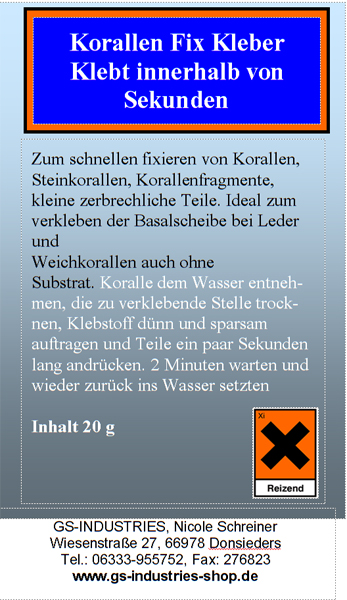 Korallenkleber, 2 Komponenten, Epoxid Korallenkleber, 2 Komponenten, Epoxid